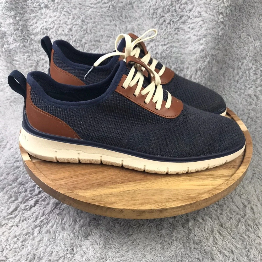 Cole Haan Generation ZeroGrand Stitchlite Sneakers Mens 9 M Navy/Brown Leather‎